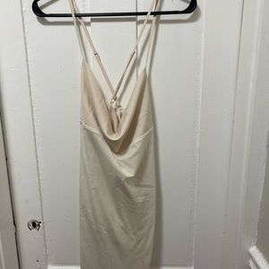 Pretty Little Things Cowl Neck Tie Up Cream Dress Size L
